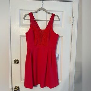 BCBGeneration Red Lace-Detail Mini Dress